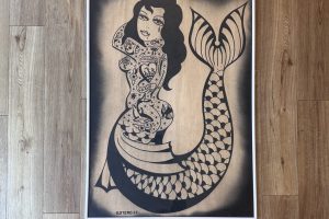 MERMAID, 2017 Freehand Drawing in black ink 70 X 100 cm